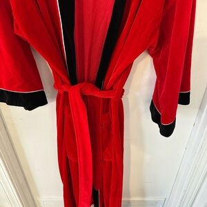 Vintage Christian Dior Monsieur Red Velour Robe / Hefner Style / M–L